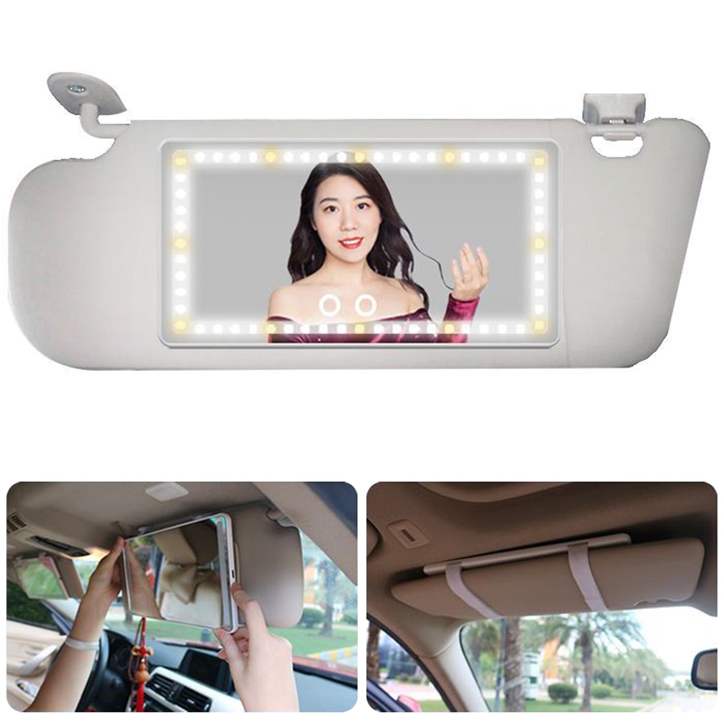 Car Visor Vanity Mirror with Lights